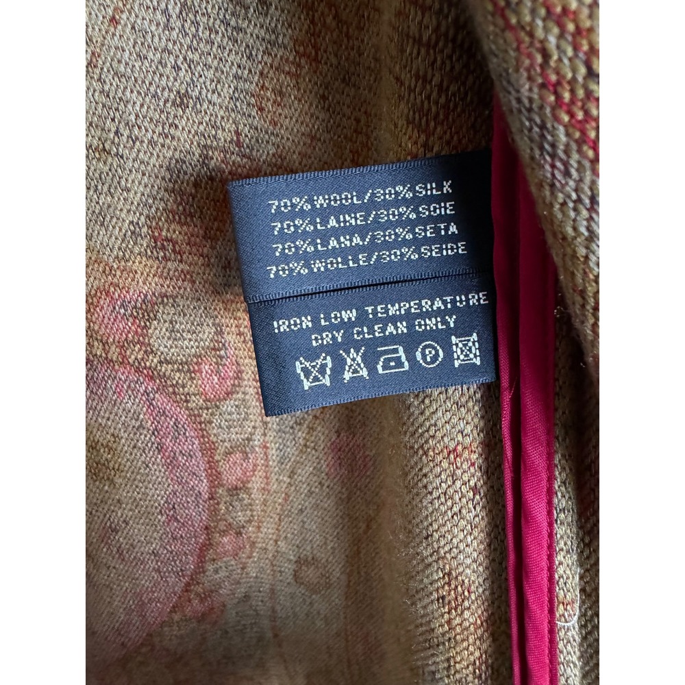 Vintage Ralph Lauren Wool Silk Paisley Tapestry Duster Coat Red Made in Italy - Picture 6 of 12
